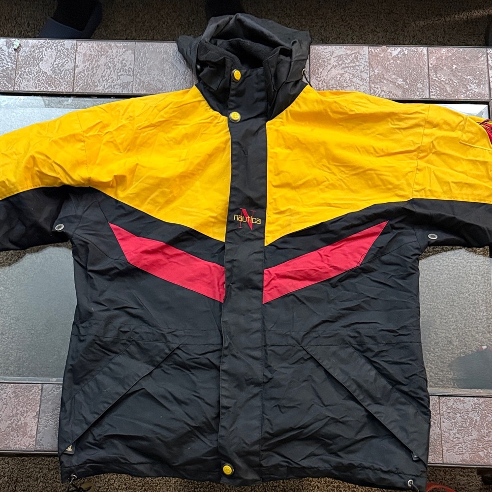 Nautica Men's Black, Yellow, and Red Ski Jacket